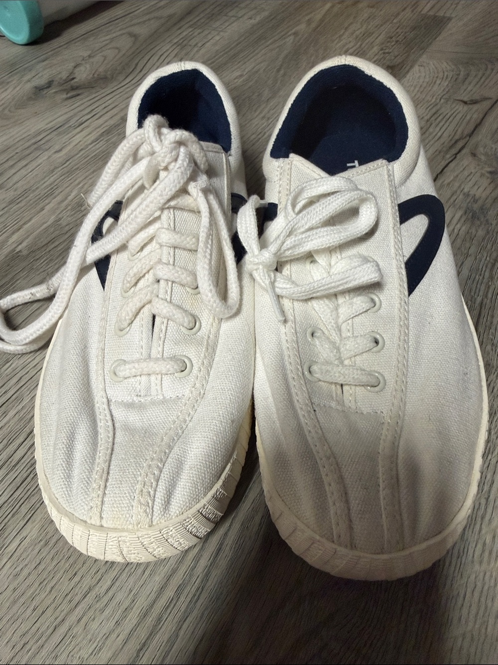 Tretorn White Canvas Sneakers with Navy Accent